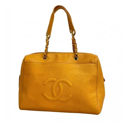 Pre-owned Chanel Orange Grained Calfskin Tote Bag ()