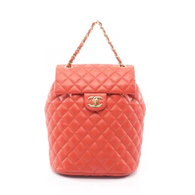 Pre-owned Chanel Orange Leather Backpack ()