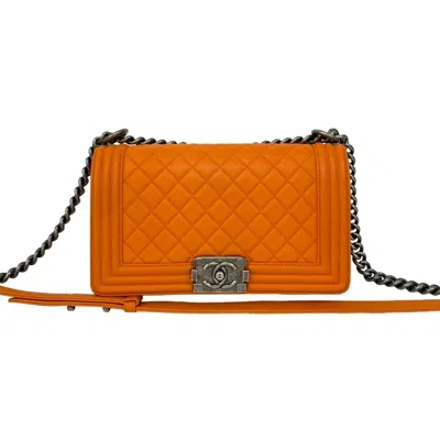 Pre-owned Chanel Orange Leather Pochette Shoulder Bag ()