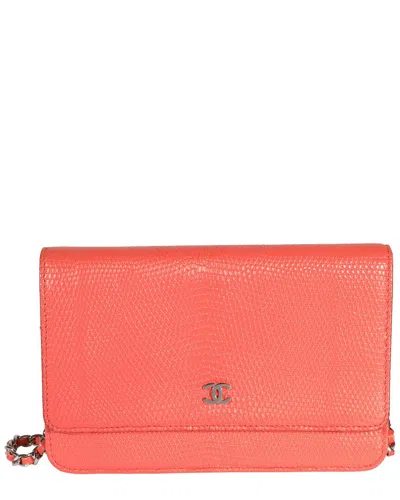Pre-owned Chanel Orange Leather Wallet On Chain (authentic Pre-loved)