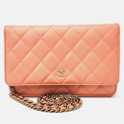 Pre-owned Chanel Orange Leather Woc Mini Crossbody Bag