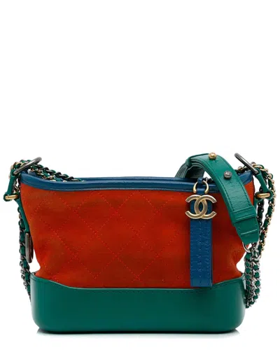 Pre-owned Chanel Orange Suede Small Gabrielle Crossbody (authentic Pre-loved)