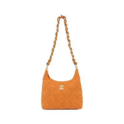 Pre-owned Chanel Orange Wool Tweed Shoulder Bag ()