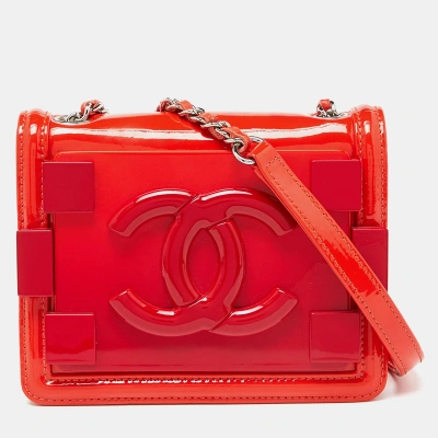 Pre-owned Chanel Orange/red Plexiglass Boy Brick Bag