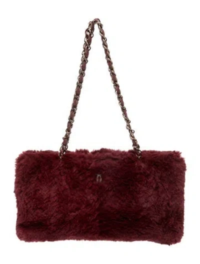 Pre-owned Chanel Orylag Fur Shoulder Bag In Burgundy