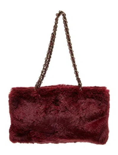 Pre-owned Chanel Orylag Fur Shoulder Bag In Burgundy