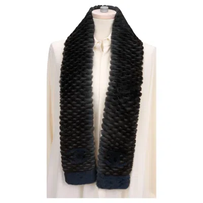 Pre-owned Chanel Orylag Two Tone Logo Scarf In Black
