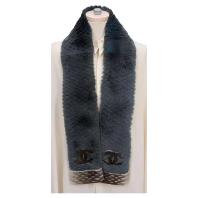 Pre-owned Chanel Orylag Two-tone Logo Scarf New In Black