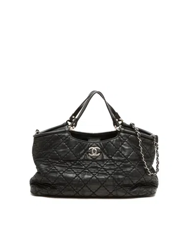 Chanel Outdoor Ligne Wild Stich Tote Bag In Black