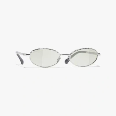 Chanel Oval Blue Light Glasses In Gray