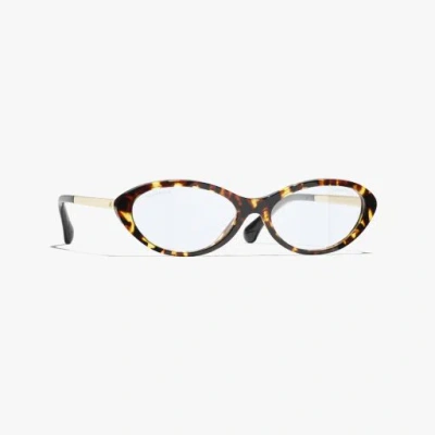 Chanel Oval Blue Light Glasses In Brown