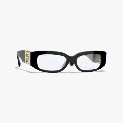 Chanel Oval Blue Light Glasses In Black