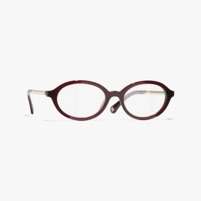Chanel Oval Eyeglasses In Dark Red