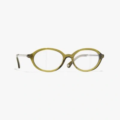 Chanel Oval Eyeglasses In Olive