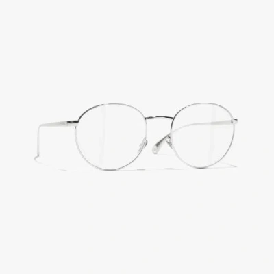 Chanel Oval Eyeglasses In Silver 