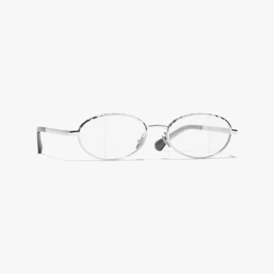 Chanel Oval Eyeglasses In Silver