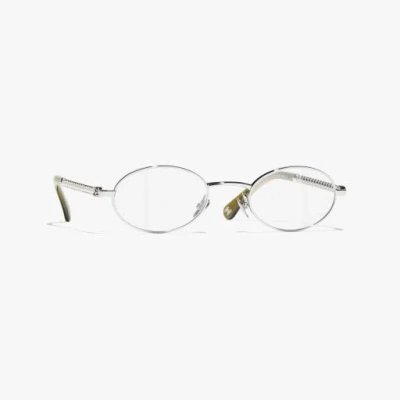 Chanel Oval Eyeglasses In Silver