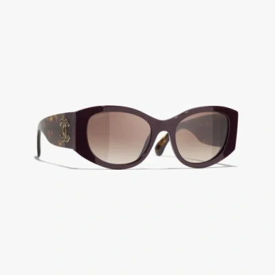 Chanel Oval Sunglasses In Brown