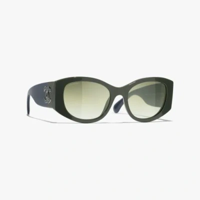 Chanel Oval Sunglasses In Black