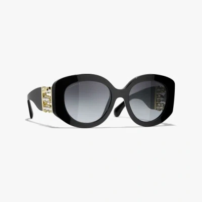Chanel Oval Sunglasses In Black