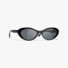 Chanel Oval Sunglasses In Black & Pink 