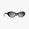Chanel Oval Sunglasses In Black & Red 