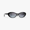 Chanel Oval Sunglasses In Black & Yellow 