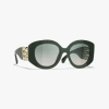 Chanel Oval Sunglasses In Khaki & Green 