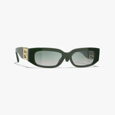 Chanel Oval Sunglasses In Green
