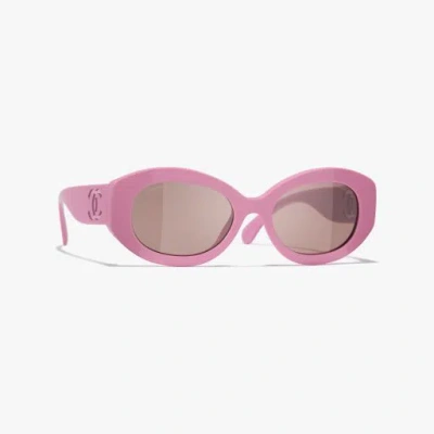 Chanel Oval Sunglasses In Pink