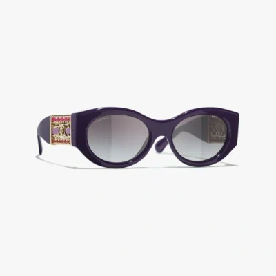 Chanel Oval Sunglasses In Purple 