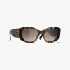 Chanel Oval Sunglasses In Tortoise. Clips : Tortoise & Black 