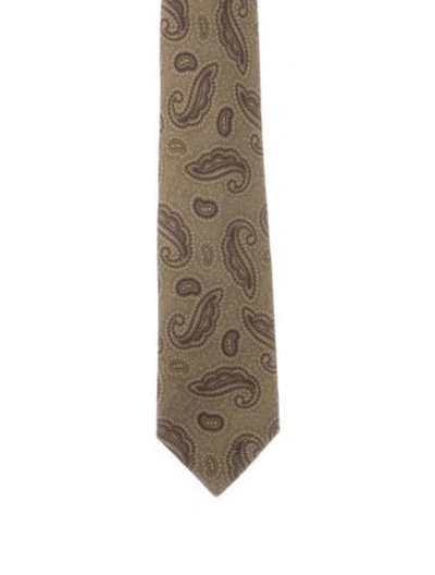 Pre-owned Chanel Paisley Silk Tie In Green