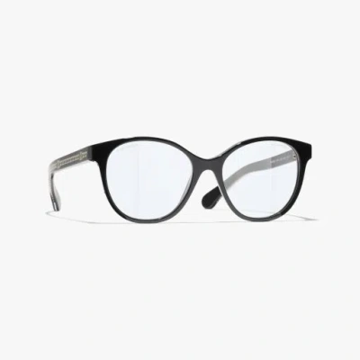 Chanel Pantos Blue Light Glasses In Black