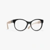 Chanel Pantos Eyeglasses In Black & Beige 