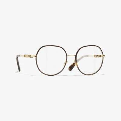Chanel Pantos Eyeglasses In Gold & Tortoise 