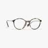 Chanel Pantos Eyeglasses In Yellow Tortoise & Brown 