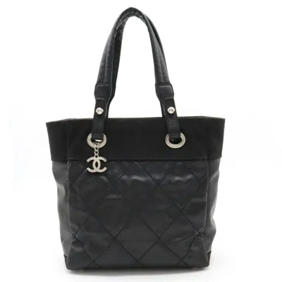 Pre-owned Chanel Paris Biarritz Black Canvas Shoulder Bag ()