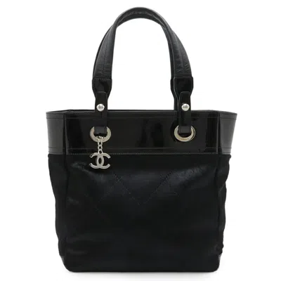 Pre-owned Chanel Paris Biarritz Black Leather Shoulder Bag Tote Bag ()
