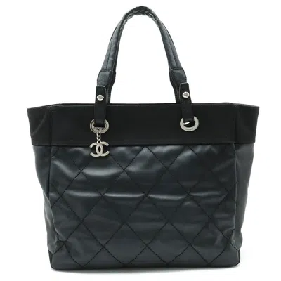 Pre-owned Chanel Paris Biarritz Canvas Tote Bag () In Black