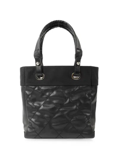 Pre-owned Chanel Paris Biarritz Logo-charm Tote Bag In Black