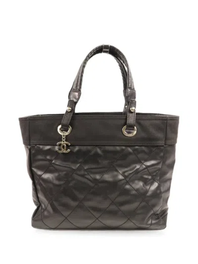 Pre-owned Chanel Paris Biarritz Tote Bag In Black