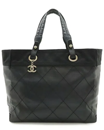 Chanel Paris Biarritz Tote Mm (authentic Pre-loved) In Black/black