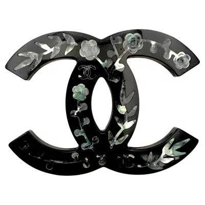 Pre-owned Chanel Paris Brooch Fall 2010 Massive Cc Black Resin