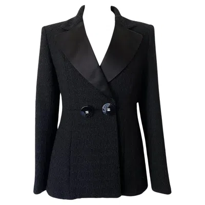 Pre-owned Chanel Paris / Cosmopolite Black Tweed Jacket 42 Fr