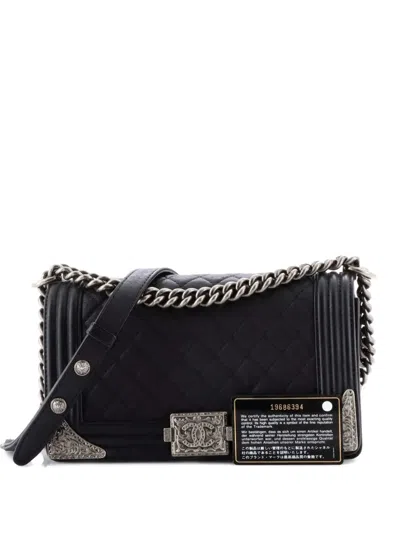 Pre-owned Chanel Paris-dallas Boy Flap Bag Quilted Calfskin With Metal Adornments Old Medium Shoulder Bag In Black