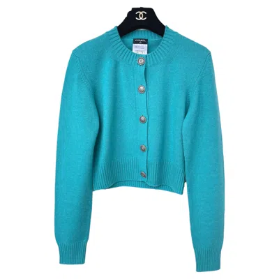 Pre-owned Chanel Paris / Dallas Cc Star Buttons Cardigan 38 Fr In Blue