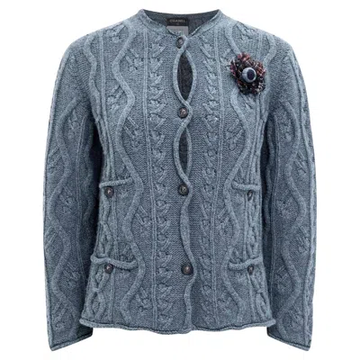 Pre-owned Chanel Paris / Edinburgh Cc Buttons Cashmere Jacket With Brooch 40 Fr In Gray