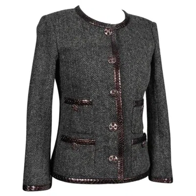 Pre-owned Chanel Paris / Edinburgh Cc Gripoix Buttons Tweed Jacket 36 Fr In Black