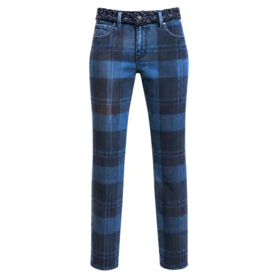 Pre-owned Chanel Paris / Edinburgh Collectors Tartan Jeans 38 Fr In Purple